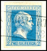 2 Silbergroschen Hellblau, Voll- Bis Breitrandig, Mit Ra2 Auf Briefstück, Mi. 120,-, Katalog: 7b BS2... - Autres & Non Classés
