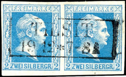2 Silbergroschen Hellblau, Waagerechtes Paar, Voll- Bis Breitrandig, Mit Ra2 "TILSIT 19/12", Mi. 350,-, Katalog: 7b... - Autres & Non Classés