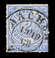 "AACHEN", K2 Klar Und Zentrisch Auf NDP 2 Gr. Blau Durchstochen, Katalog: NDP 5 OAACHEN, Two Ring Cancel... - Autres & Non Classés