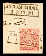 "ANCLAM BAHNH.", Ra2 Klar Und Zweifach Auf Großem Briefstück Mit NDP 1 Gr. Rot Durchstochen, Katalog:... - Autres & Non Classés