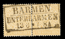 "BARMEN UNTERBARMEN" - Ra3, Klar Und Zentrisch Auf Waager. Paar NDP 5 Gr. Ocker Gezähnt, Katalog: NDP 18(2)... - Autres & Non Classés