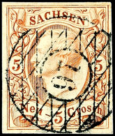 5 Ngr. König Johann I., E-Farbe, Tadellos Gestempelt Mit Nummernstempel "97" Olbernhau, Katalog: 12e O5... - Saxe
