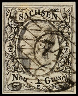 "74" - Nossen, Klarer Abschlag Auf Tadelloser 1/2 Ngr. König Johann I. In Type II, Bestens Gepr. Rismondo BPP,... - Saxe