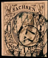 "77" - Pegau, Klar Auf Tadelloser 1/2 Ngr. König Johann I. In Type I, Bestens Gepr. Rismondo BPP, Katalog: 8I... - Saxe