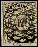 "128" - Scheibenberg(große Ziffer), Klarer Abschlag Auf Tadelloser 1/2 Ngr. König Johann I. In Type I,... - Saxe