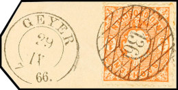 136 - "GEYER", Glasklar U. Zentrisch A. 1/2 Ngr. Wappen, Nebengesetzter K2, Luxusbriefstück, Katalog: 15c... - Saxe