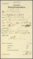 1853, Fahrpost-Einlieferungsschein Mit Vordruck "Depart. D. Finanzen. Abth. Post" Für Ein Wertpaket Aus... - Schleswig-Holstein