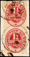 1 1/3 S./ 1 Sgr. Lebhafrotkarmin Durchstochen Im Senkrechten Paar Auf Briefstück Mit K2 EUTIN 27.9.66, 2... - Schleswig-Holstein