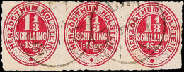 1 1/3 S./ 1 Sgr. Lebhafrotkarmin Durchstochen Im Waagerechten 3er-Streifen Mit K1 LENSAHN 3.6.1866, Etwas... - Schleswig-Holstein