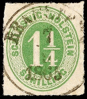 "BRAMSTEDT 7.9.1865", K1 Klar Und Zentrisch Auf 1 1/4 S. Olivgrün Durchstochen, Pracht, Katalog: 9... - Schleswig-Holstein