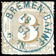 "BREMEN-BAHNHOF 18.5.67", Preuß. K1 In Blau Glasklar Und Fast Zentrisch Auf Nicht Ganz Perfekter 3 Sgr.... - Autres & Non Classés