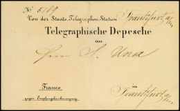 "FRANKFURT" - 2 Versch. Gebrauchte Telegrafische Depeschen Ohne Poststempel (ca. 1854)  BFFRANKFURT - 2 Various... - Autres & Non Classés