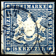 18 Kr Dunkelblau Sauber Gestempelt, Rückseitig Dünn, Mi. 1.500.-, Katalog: 15 O18 Kr Dark Blue Neat... - Autres & Non Classés