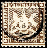 1 Kr Dunkelgraubraun Tadellos Gestempelt Kabinett, Gepr. W. Engel BPP, Mi. 550.-, Katalog: 21 O1 Kr Dark Gray... - Autres & Non Classés