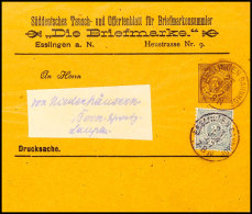 1890, Streifband Auf Privatbestellung 3 Pfg Braun, "DIE BRIEFMARKE ESSLINGEN" Mit Zusatzfrankatur 2 Pfg Von... - Autres & Non Classés
