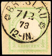 1/3 Gr. Gelblichgrün Mit Zier-EKr. "BRESLAU 7/2 73" Auf Briefstück, Kabinett, Katalog: 2a BS1 / 3 Gr.... - Autres & Non Classés
