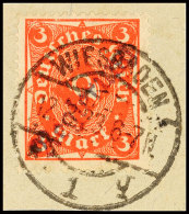 3 Mk Orangerot, Violettschwarzer Aufdruck "Regierung" In Type II, Mit Vollem Stempel "WIESBADEN 1 Q 12.2.23" Auf... - Autres & Non Classés