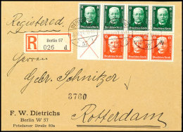 Hindenburgspende 1927, Heftchenblatt (ohne Rand) Auf Auslands-R-Brief-Vorderseite (gefaltet) Von BERLIN 26.10.27... - Autres & Non Classés