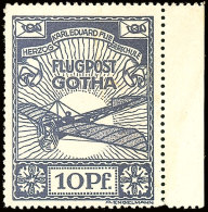 10 Pfg  Flugpostmarke Gotha-Erfurt, Postfrisches Prachtstück Mit Links Nicht Ganz Perfekter Zähnung... - Poste Aérienne & Zeppelin