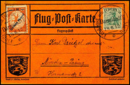 1912, Gelber Hund Auf Rhein-Main-Flugpostkarte Mit SST DARMSTADT 18.6.12, Tadellos, Katalog: IV BF1912, Yellow... - Autres & Non Classés