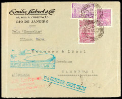 1932, 3.SAF, Brasilianische Post, Brief (gefaltet) Mit Blauem Bestätigungsstempel, Katalog: Si.151B... - Autres & Non Classés
