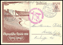 Olympiafahrt 1936, 15 Pfg Olympiade-GSK Mit Rückseitiger Zusatzfrankatur (u.a. Zusammendruck Mit... - Autres & Non Classés