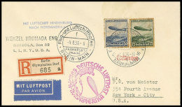6. Nordamerikafahrt 1936, Auflieferung Olympische Spiele In Berlin, Einschreiben-Brief Mit Zeppelinfrankatur (etwas... - Autres & Non Classés