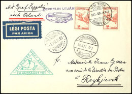 Ungarn 1931, Islandfahrt, Brief Portogerecht Mit Zwei Mal 2 Pengö Frankiert Nach Reykjavik, Katalog: Si.113A... - Autres & Non Classés