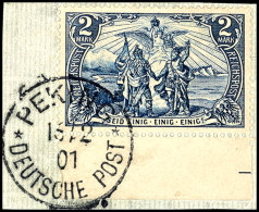 2 Mark Reichspost In Type II, Klar Gestempelt "PEKING DEUTSCHE POST 13/2 01" Auf Briefstück, Tadellose... - Chine (bureaux)