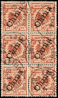 K.D.FELDPOSTSTATION No.2 13/4, Je Klar Auf 6er-Block 50 Pf. Krone/Adler Steiler Aufdruck, Gepr. Dr.Steuer VÖB,... - Chine (bureaux)