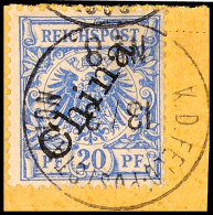 K.D.FELDPOSTSTATION No.8 13/3, Klar Und Zentrisch Auf Paketkartenausschnitt 20 Pf. Krone/Adler Diagonaler Aufdruck,... - Chine (bureaux)