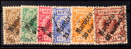 3 C. Auf 3 Pfg Bis 60 C. Auf 50 Pfg Krone/Adler-Ausgabe, Tadellos Gestempelt, Mi. 120.-, Katalog: 1/6 O3 C. On... - Maroc (bureaux)