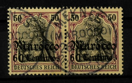 60 C. Auf 50 Pfg Germania Ohne Wz., Waagerechtes Kabinettpaar Mit Klarem K1 MEKNES (MAROCCO), Katalog: 28(2)... - Maroc (bureaux)