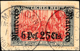 6 Pes 25 Cent Auf Deutsches Reich, Tadellos MAZAGAN Gestempelt Auf Prachtbriefstück, Mi. 260.-, Katalog: 33A... - Maroc (bureaux)