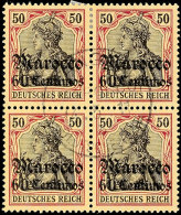 60 C Auf 50 Pf Als Viererblock Zentrisch O Mit Altem "CC"-Stempel (Mi. Doppelt = 176.-, Katalog: 41(4)... - Maroc (bureaux)