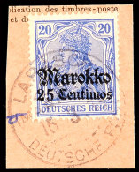 LARASCH (MAROKKO) DP 15.3.13, Klar Und Komplett Auf Kabinett-Postanweisungsbriefstück Mit 25 C. Auf 20 Pfg.... - Maroc (bureaux)