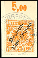 25 Pfg Krone/Adler Mit Aufdruck "Deutsch-Neu-Guinea", Oberrandstück Mit Blauer Entwertung "Herbertshöfe... - Nouvelle-Guinée