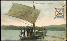 20 Pfg Kaiseryacht Auf Ansichtskarte "Segeltüchtiges Papua-Kanoe" Auf Bildseite Verklebt Und Mit... - Nouvelle-Guinée