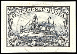 3 Mark Kaiseryacht Ohne Wasserzeichen Auf Kabinett-Briefstück, Signiert, Mi. 190,-, Katalog: 18 BS3 Mark... - Nouvelle-Guinée