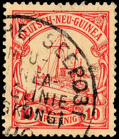 DEUTSCHE SEEPOST NEU-GUINEA-ZWEIGLINIE (HONGKONG) A, Teilstempel Auf 10 Pfg Kaiseryacht (1 Z.), Katalog: 9... - Nouvelle-Guinée