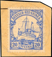 DEUTSCHE SEEPOST NEU-GUINEA-ZWEIGLINIE B  (1910), Dampfer Prinz Sigismund, Wiederverwendet Zart Auf Briefstück... - Nouvelle-Guinée