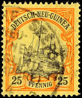 DEUTSCHE SEEPOST NEU-GUINEA-ZWEIGLINIE (SINGAPORE) A, Teilstempel Auf 25 Pfg Kaiseryacht, Gepr. Brekenfeld BPP,,... - Nouvelle-Guinée