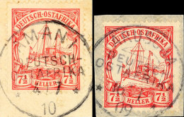 AMANI 4/7 10 Und ARUSCHA 16/1 09, Je Klar Und Zentrisch Auf Briefstück 7½ Heller Kaiseryacht, Katalog:... - Afrique Orientale