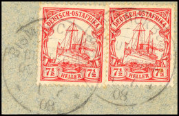 BISMARCKBURG 1 7 08, Je Klar Auf Briefstück Mit 2mal 7½ H. Kaiseryacht, Katalog: 32(2)... - Afrique Orientale