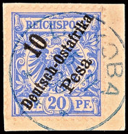 BUKOBA 15/11 00, Blau Auf Briefstück 10 Pesa Auf 20 Pf. Krone/Adler, Katalog: 9 BSBUKOBA 15 / 11 00, Blue... - Afrique Orientale