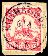 KILIMATINDE 6/4 15, Kriegsdatum Zentrisch Auf Briefstück 7½ Heller Kaiseryacht (1 Verkürzter... - Afrique Orientale