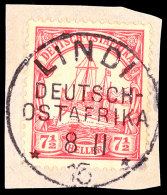 LINDI 8 11 15, Kriegsdatum Klar Und Zentrisch Auf Briefstück 7½ Heller Schiffszeichnung, Katalog: 32... - Afrique Orientale