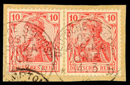 DEUTSCHE SEEPOST OST-AFRIKA-LINIE B 14.3 10, Klar Auf Briefstück Paar 10 Pf. Germania, Katalog: DR86(2)... - Afrique Orientale