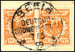 25 Pfg Krone/Adler (2) In B-Farbe Auf Briefstück, Gestempelt "SEEIS DEUTSCH-SÜDWEST-AFRIKA 7/5 99",... - Sud-Ouest Africain Allemand
