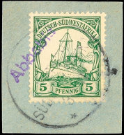 ABBABIS, Blockschrift Violett Mit Wanderstemel Auf Briefstück 5 Pf. Schiffszeichnung, Katalog: 12... - Sud-Ouest Africain Allemand
